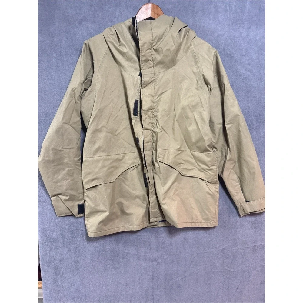 Marmot Mountain Works GoreTex Jacket Sz S Vintage Hooded Ski Rain Coat Beige 80s